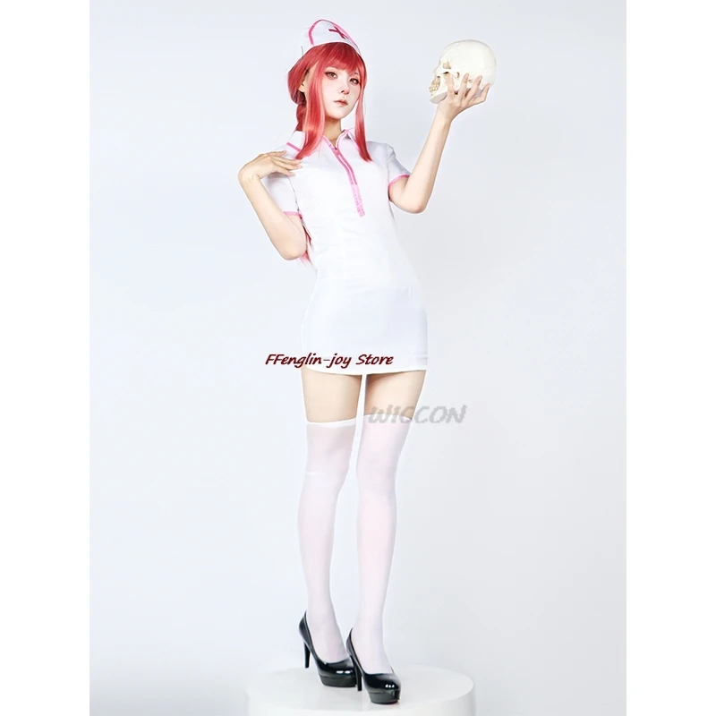 

COS Anime Chainsaw Man Cosplay Costume Makima Nurse Uniform Artificial sexy Leather Dresses with Makima wigs hair cosplay