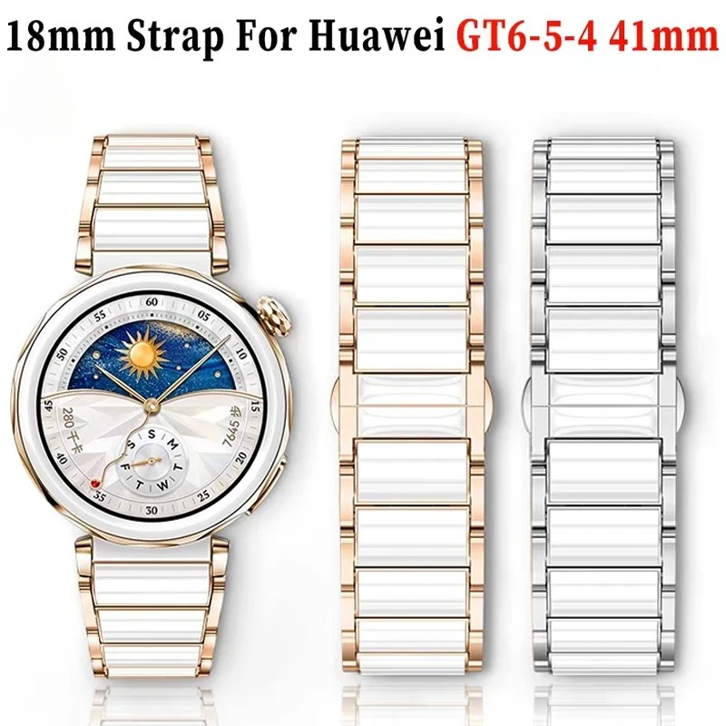 Luxury 18mm Ceramic Strap with Durable Metal Butterfly Buckle