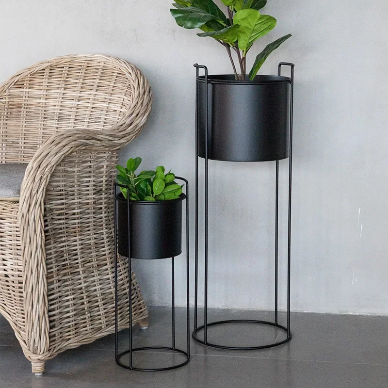 Black Iron Flowerpot Holder Living Room Floor Standing Plant Stand Green Ivy Potted Display Shelf Home Decora Indoor Gardening