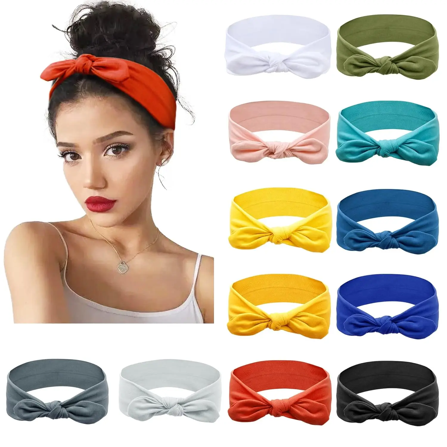 Niedliche Hasenohren-Stirnbänder für Frauen und Mädchen, Knoten-Haarbänder, Hasen-Stirnbänder, Yoga, Turban, Kopfbedeckung, Bandana, Schleife, Haar-Accessoires