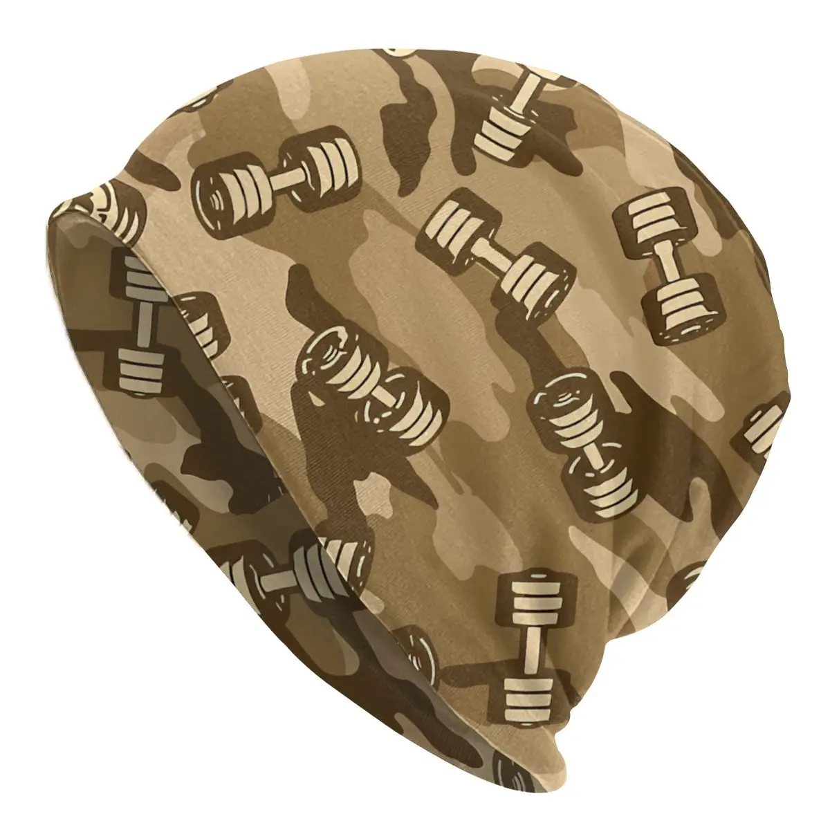 

Dumbbell Gym Camo DESERT Bonnet Homme Autumn Spring Thin Skullies Beanies Camouflage Caps For Men Women Creative Hats