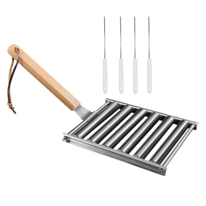 

Barbecue Sausage Grilling Rack Roller BBQ Picnic Camping BBQ Hot Dog Grill Pan Home Kitchen Barbecue Grilling Accessories