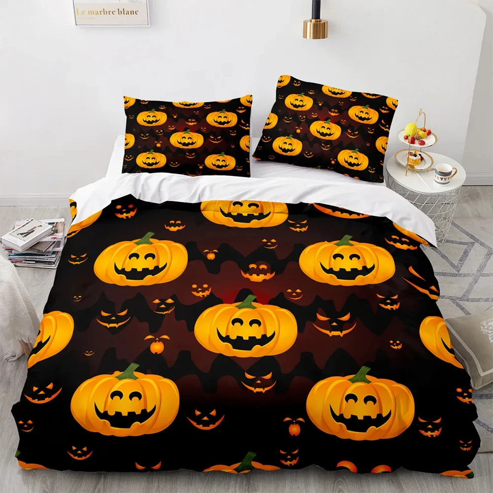 

Halloween Pumpkin Bedding Set 3D Duvet Cover Pillowcases Twin Full Queen King Adult Kids Bed Linen Halloween Duvet Cover Sets