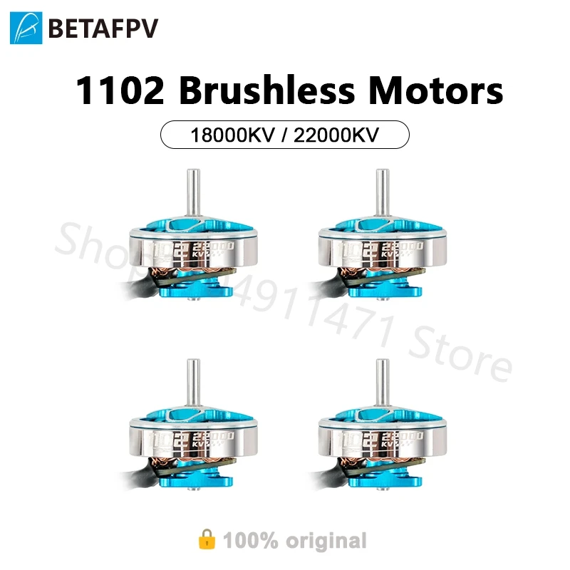 Moteur Brushless 1102 18000KV/22000KV 37mm pour Drone FPV 1S, vue de face avec dissipateur noir et fils de connexion
