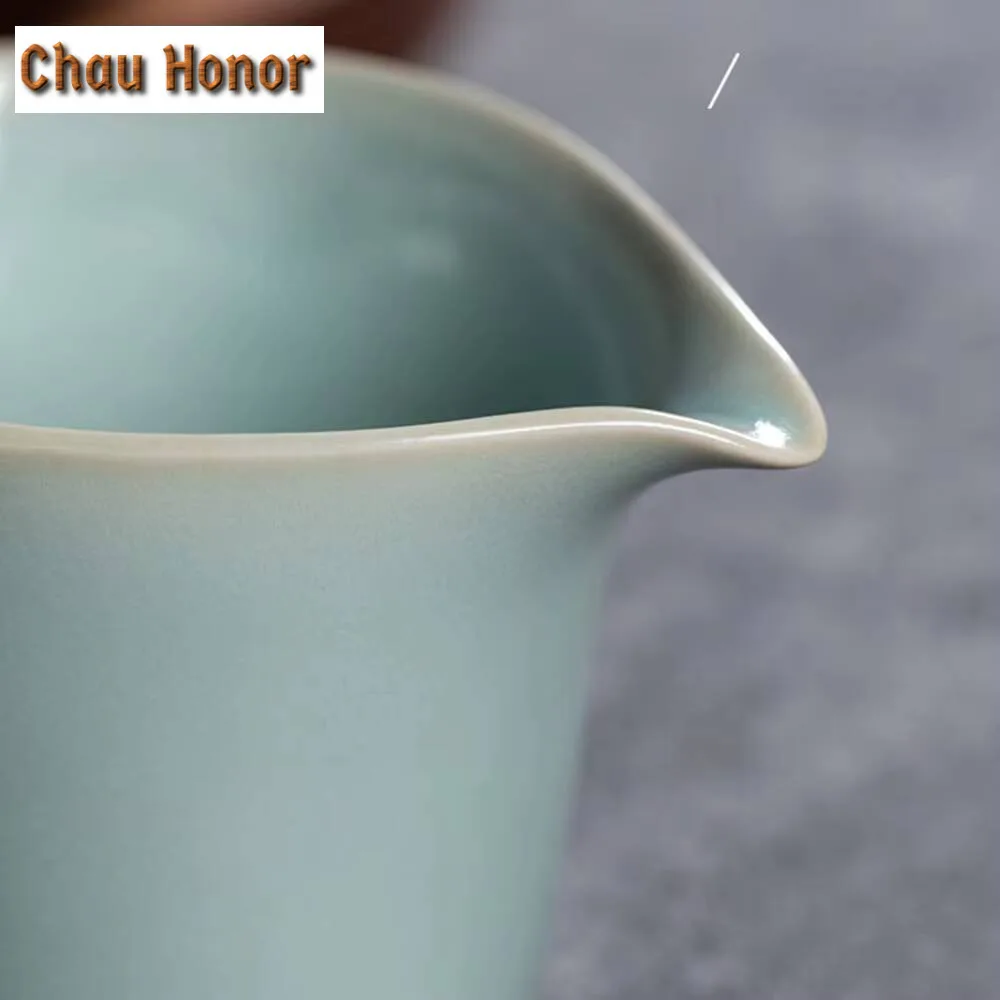 260ml Handmade Longquan Celadon Justice Cup Purple Jun Kiln Tea Pitcher Zen Buddha Divide Tea Cloud Cha Hai Teaware Collection