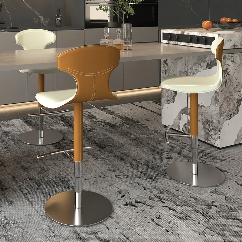 

Ergonomic Modern Bar Chairs Designer Reception Relaxing Adjustable Bar Chairs Backrest Nordic Taburetes Altos Cocina Furniture