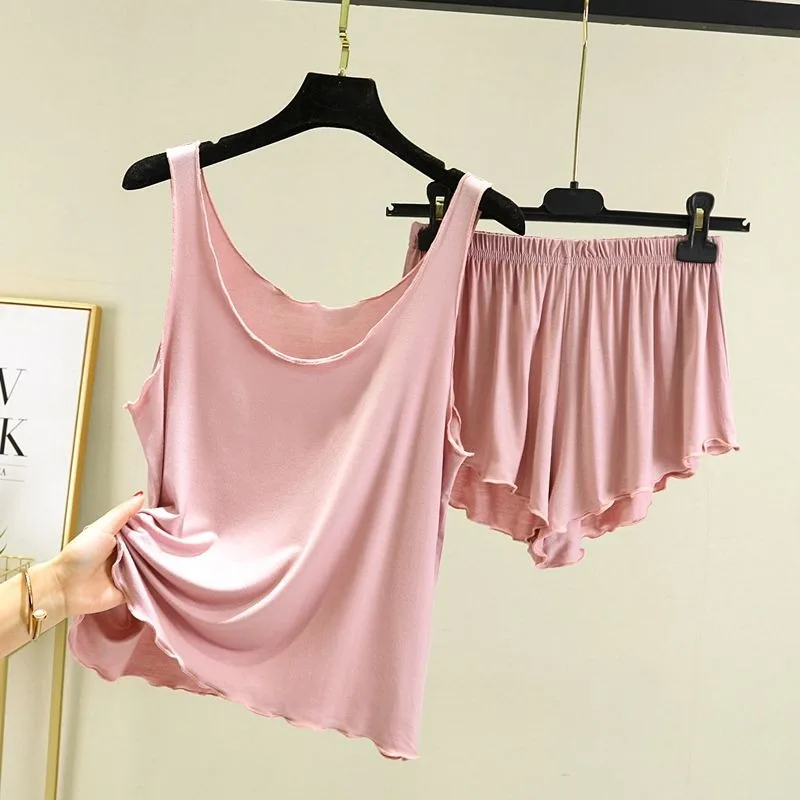 Loose Modal Underwaist Female Summertime Pullover Pajamas Shorts Loungewear Thin Plus-size Casual Two-piece Set Pijamas Women