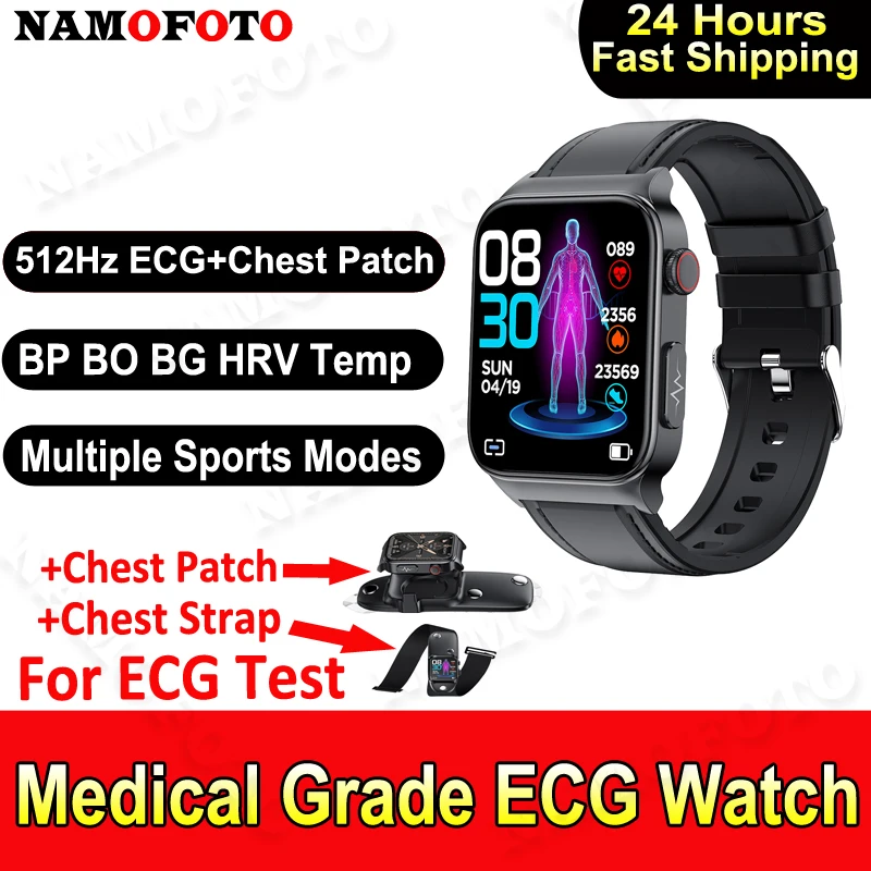 

2024 New Smart Watch Medical Grade Chest Patch 512Hz ECG Wristwatch 1.92'' Men Women Bracelet BP HRV Clock Health Smartwatch