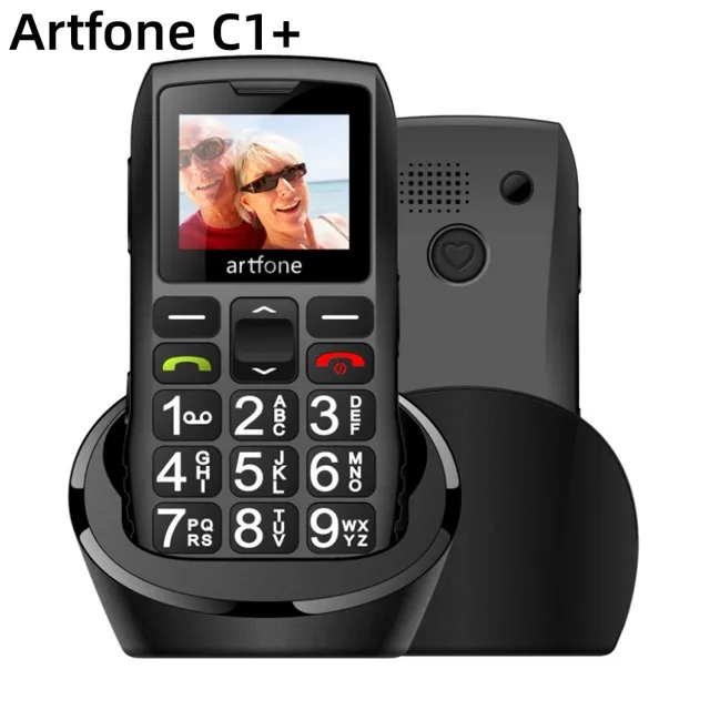 Bar senior mobile phone artfone c with free charging dock c big rubber keypad for elderly