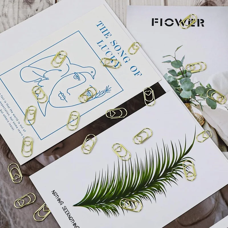 20mm Mini Bookmark Gold Color Heart Clip Bookmark Metal Paper Clips Binder Clip Office Accessories 120Pcs/Box binder clips paper clips metal clamp clips book clips mini bookmark