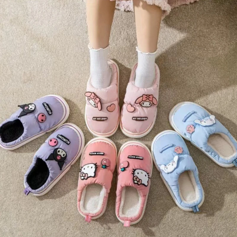 

Kawaii Sanrio Anime Cinnamoroll Kuromi My Melody Cute Cartoon Cotton Slippers Simple Plush Slipper Cute Things for Girls