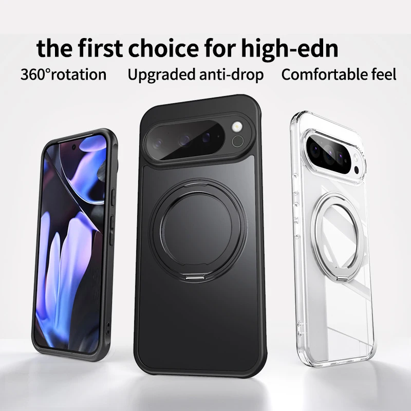 Magnetic 360° Rotating Bracket Phone Case - Slim Shockproof Matte Back Cover