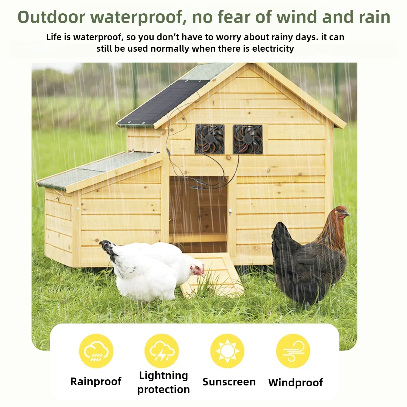 6-inch Solar Ventilator 15W-25W Is Suitable for Quiet Energy-saving and Environmental Protection in Henhouses and Kennels EESBAO