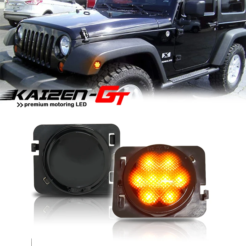Фото Фонари указателя поворота желтого цвета для Jeep Wrangler JK & JK Unlimited 2007-2018 №1