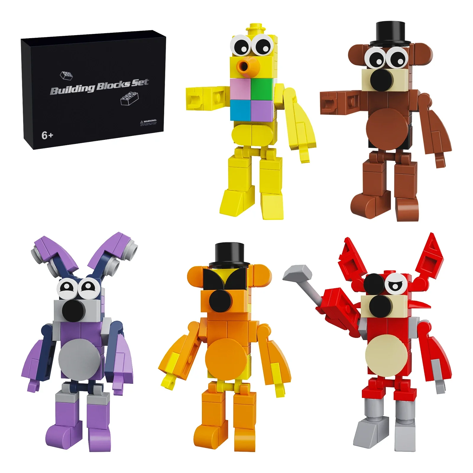 thumbnail image 1 of Juego de bloques de construcción de figuras de la película de terror Five Nights At Freddy's 5 en 1 de BZB con modelo de oso Bonnie Foxy teñido de Freddy, juguetes para niños, regalos, 1 of 4