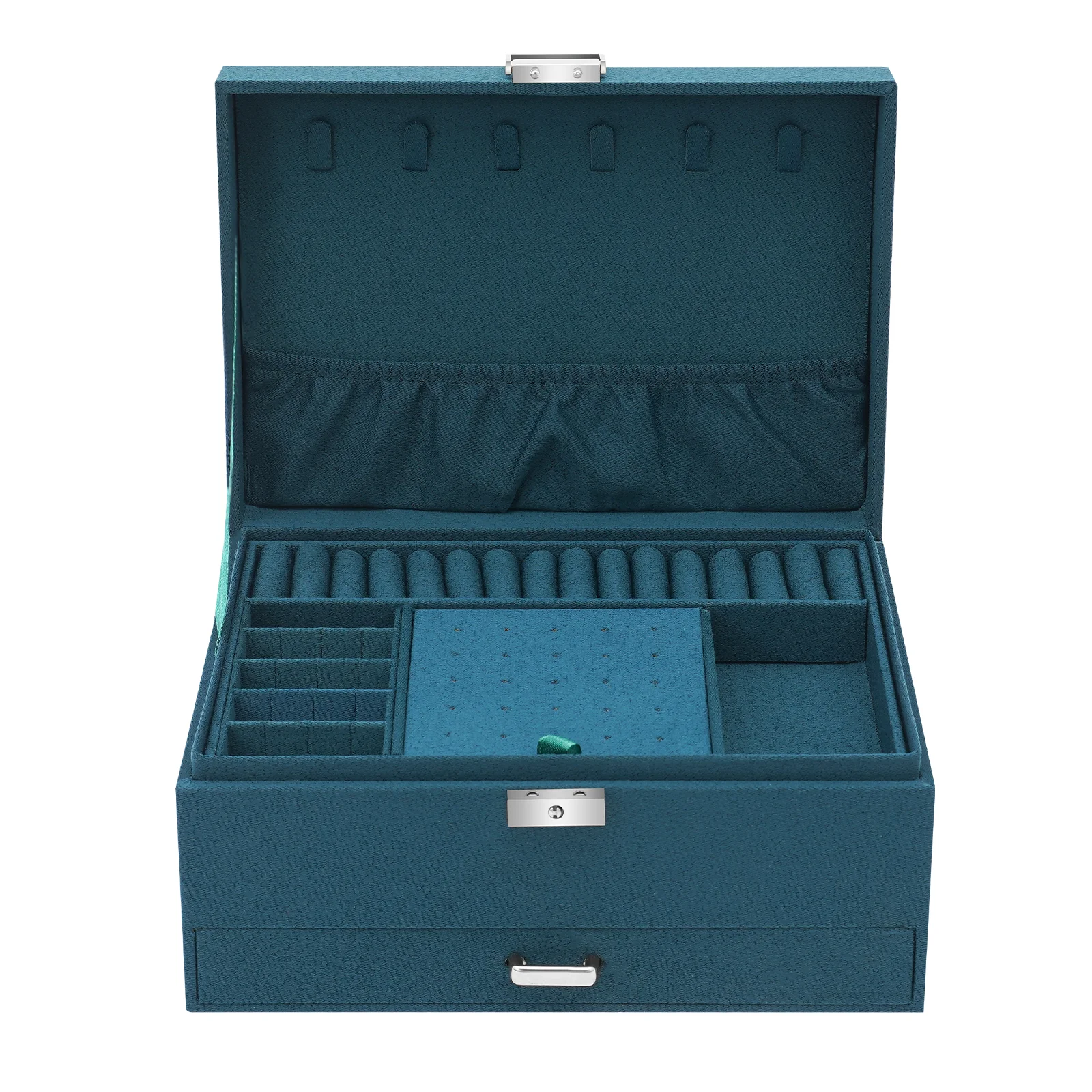 3-tier Jewelry Box Exquisite Storage Box, Flannel Jewelry Watches Display Case for Earrings, Necklaces, Bracelets 24x17x11c