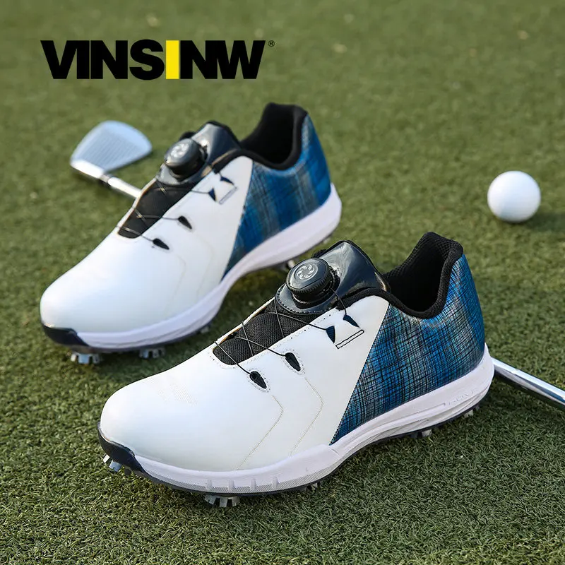 New Mens Golf Shoes Waterproof Golf Sneakers Men Outdoor Golfing Spikes