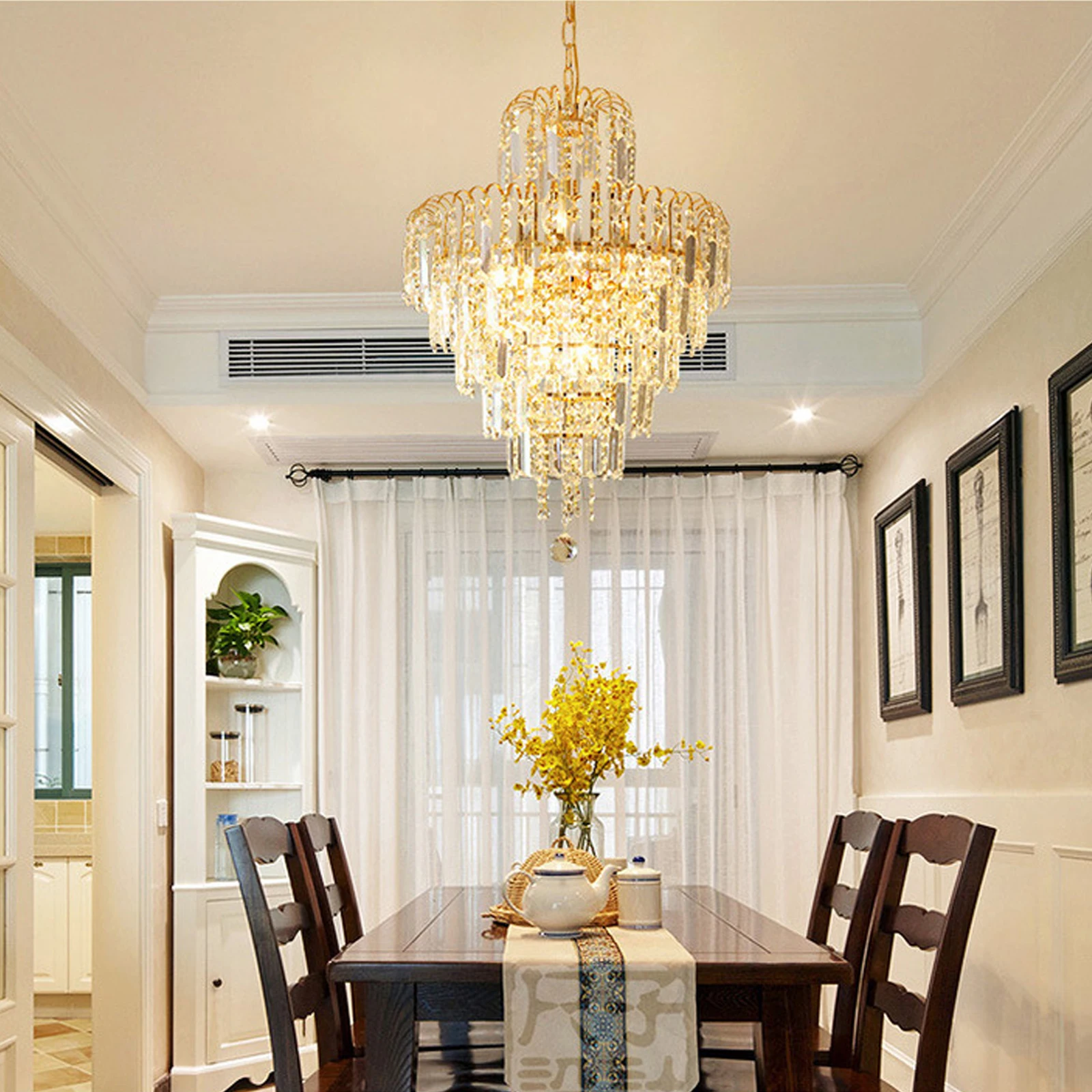 

Elegant Modern Ceiling Light K9 Crystal Chandelier Pendant Lighting Fixture Lamp For Living Room Dining room
