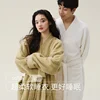 Autumn Winter New Couple Nightgown Coral Plush Plus Thick Plush Men's and Women's Extra Long Solid Causal Bathrobe
