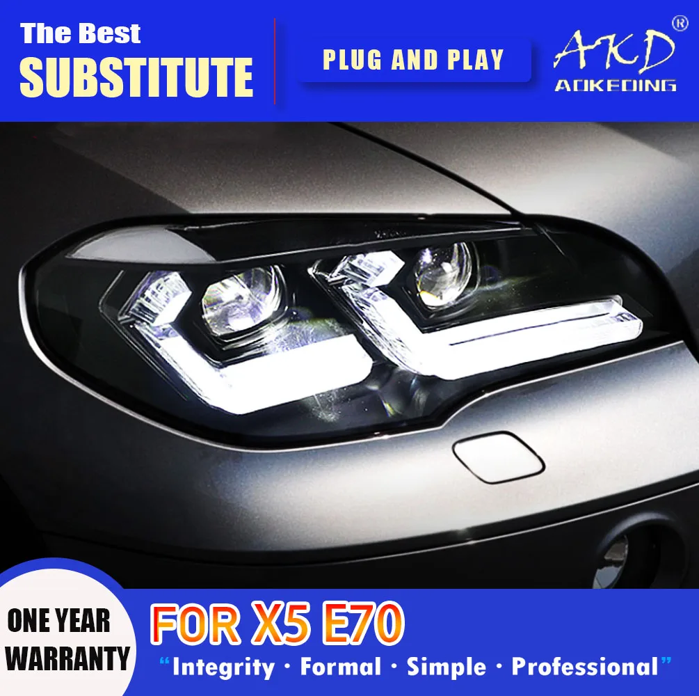 AKDHeadLampforBMWE70LEDHeadlight20072013HeadlightsX5DRL
