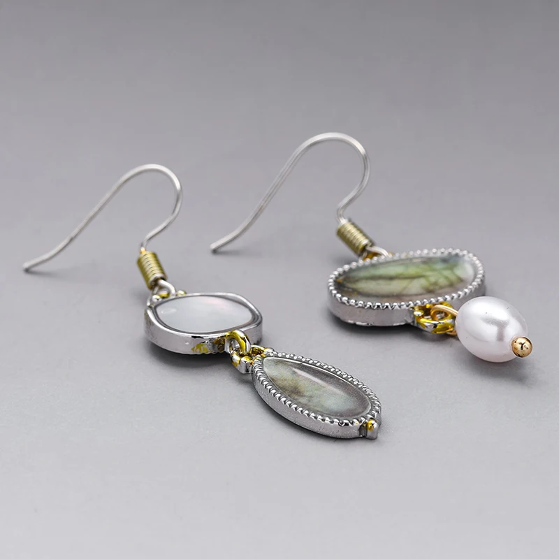 Vintage Asymmetrical Imitation Pearl Water Drop Earrings Flower Earrings Drop Earrings Pearl Earrings Dangle Earrings