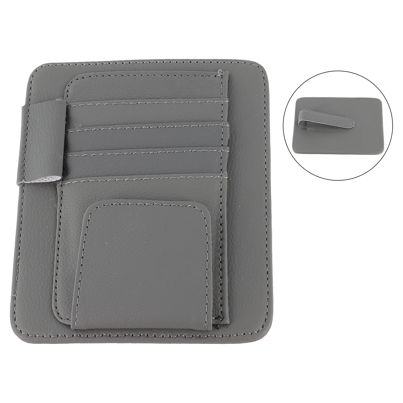 PU 가죽 자동차 햇빛 가리개 정리함 (여러 카드 슬롯 및 휴대폰, 선글라스, 필수품을 위한 대용량 수납공간 포함)