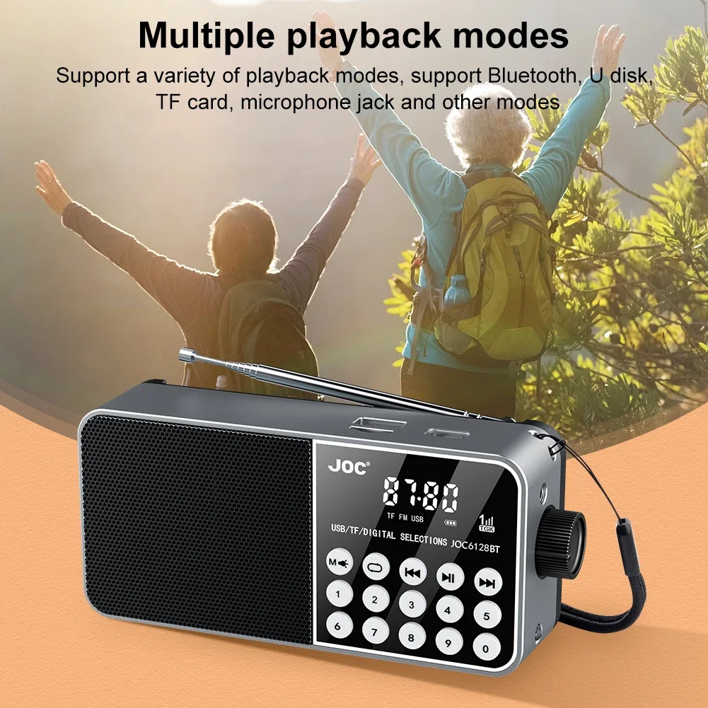 Mini FM Radio Receiver LED Digital Display Support TF Card Stereo MP3 Player USB Drive Portable Radios Rechargeable for Senior