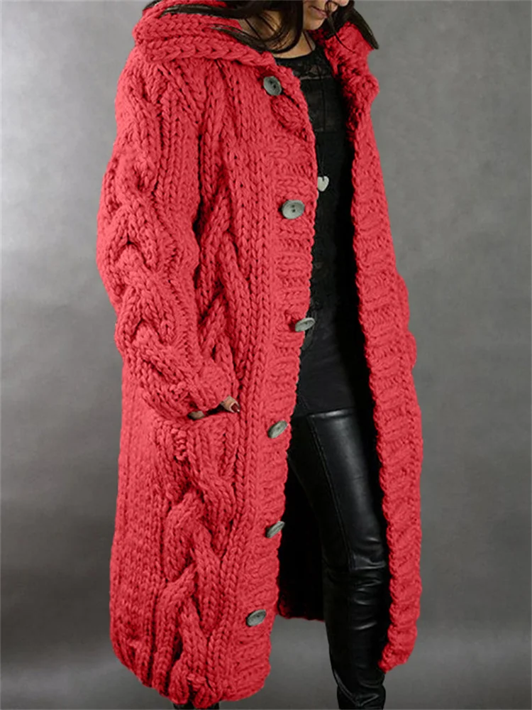 

2023 Autumn Winter Women Sweater Coats Solid Long Cardigan with Double Pocket Oversized Thick Warm Sweaters Female Street