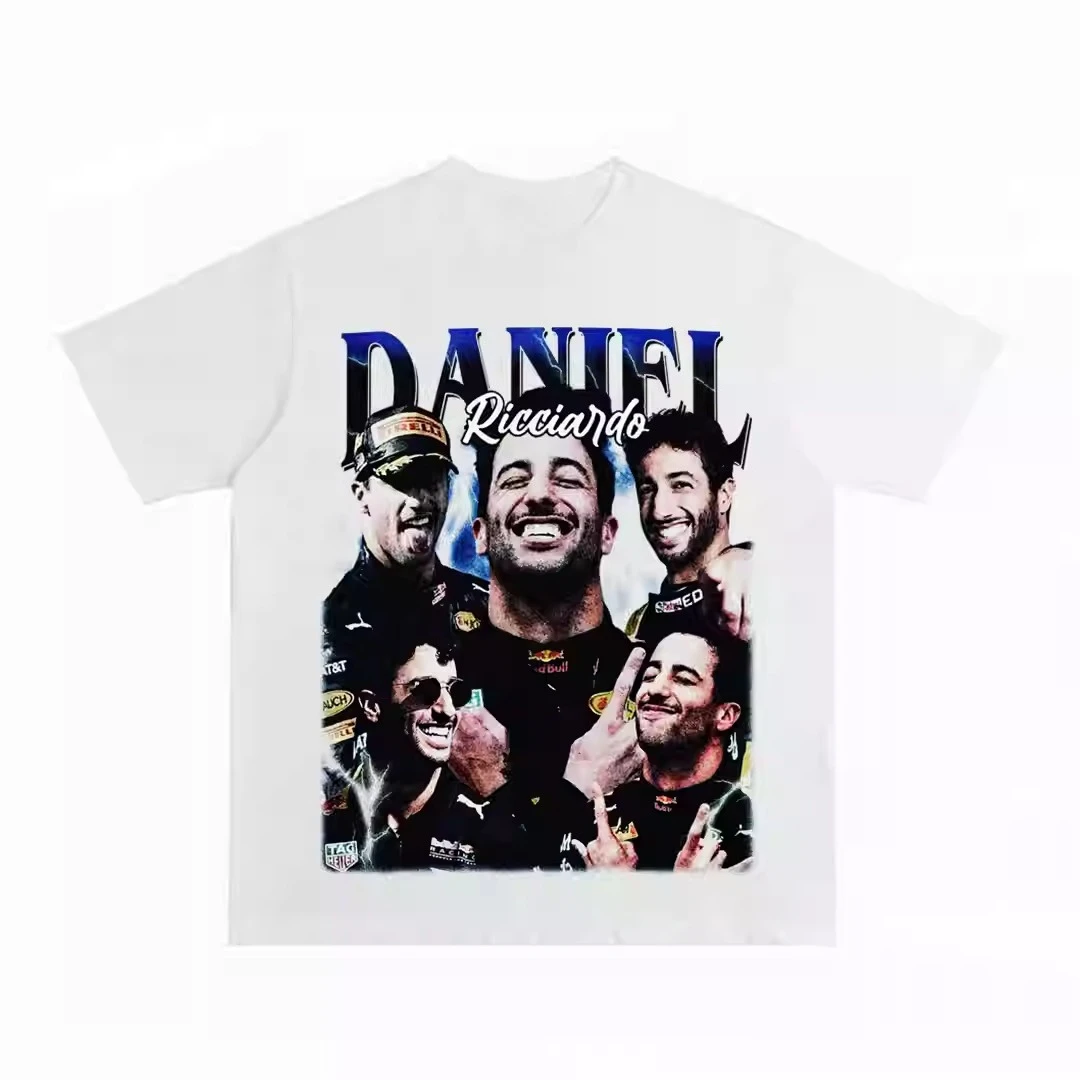 Daniel Ricciardo 티셔츠 남성 여성 코튼 티 레이싱 드라이버 반팔 브랜드 티셔츠 American Retro Summer Tops 남성 의류