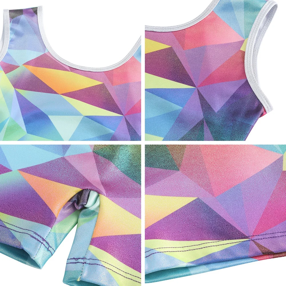 Kids Leotards for Girls Gymnastics Dance Embroidery Glitter Tumbling Shorts Bottoms 5-12Y