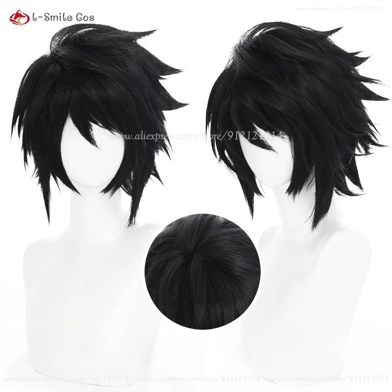 Death Note L Lawliet Cosplay Perücke Schwarz Kurz Hitzebeständig Synthetik Anime Halloween 2