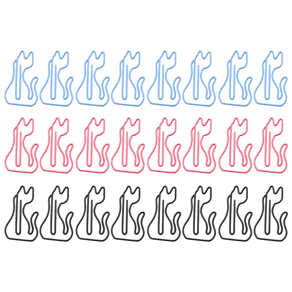 24Pcs 고양이 종이 클립 사랑스러운 동물 모양 학교 사무실 북마크 사진 클립을위한 창조적 인 장식 종이 클립