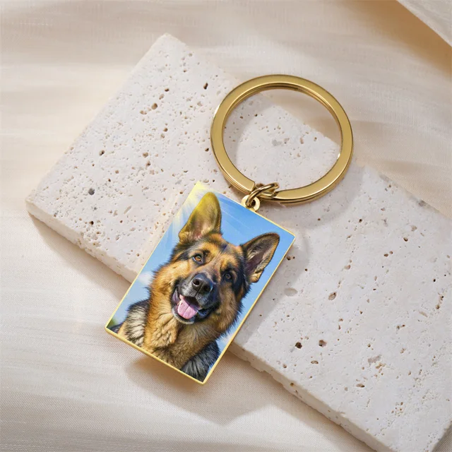 My Shape Porte-clés photo personnalisé en forme de coeur, porte-clés en acier inoxydable, rectangle, photo personnalisée, cadeaux de bijoux 4