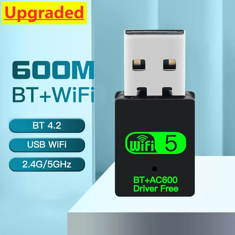 600Mbps USB 2.4G 5GHz WiFi Bluetooth-compatible 2in1 Dongle Network Wireless Wlan Receiver driver free bluetooth adapter bluetooth audio receiver bluetooth transceiver adapter bluetooth aux adaptor wireless usb adapter wifi usb adapter