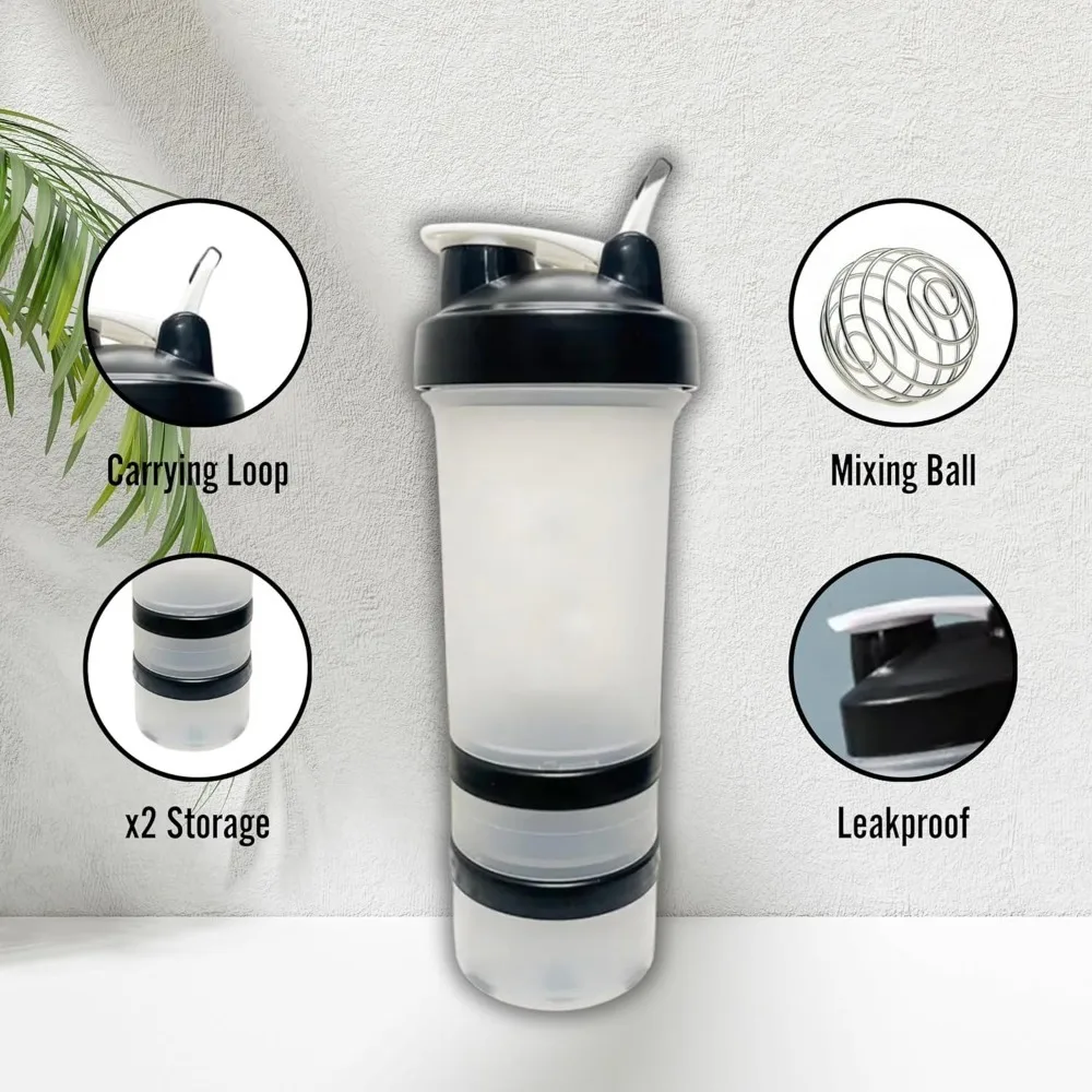 Protein Powder Shaker Cup 400/600/650ml with Metal Stirrer Fitness Sports Mixing Bottle protein shaker cup