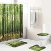 Home Waterproof Print Shower Curtain 4 Piece Carpet Cover Toilet Cover Bath Mat Pad Set Bathroom Curtain Bathroom Decoration 5