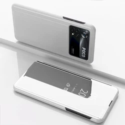 Elegant Leather Flip Smart Mirror Phone Case - Luxury Design and Enhanced Protection for Poco M8 Pro 5G (Silver)