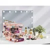 Cosmetic Organizer Set Acrylic Makeup Storage Bundle 7 Drawer Tower & 4 Drawer Jewlery Clear Pink Design Multipurpose 2