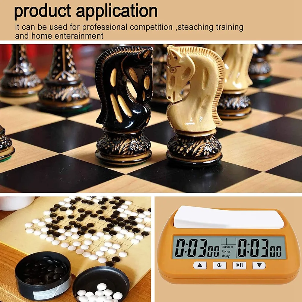 Relógio de xadrez digital xadrez temporizador & jogo temporizador 3-em-1  multiuso portátil profissional relógio amarelo - AliExpress