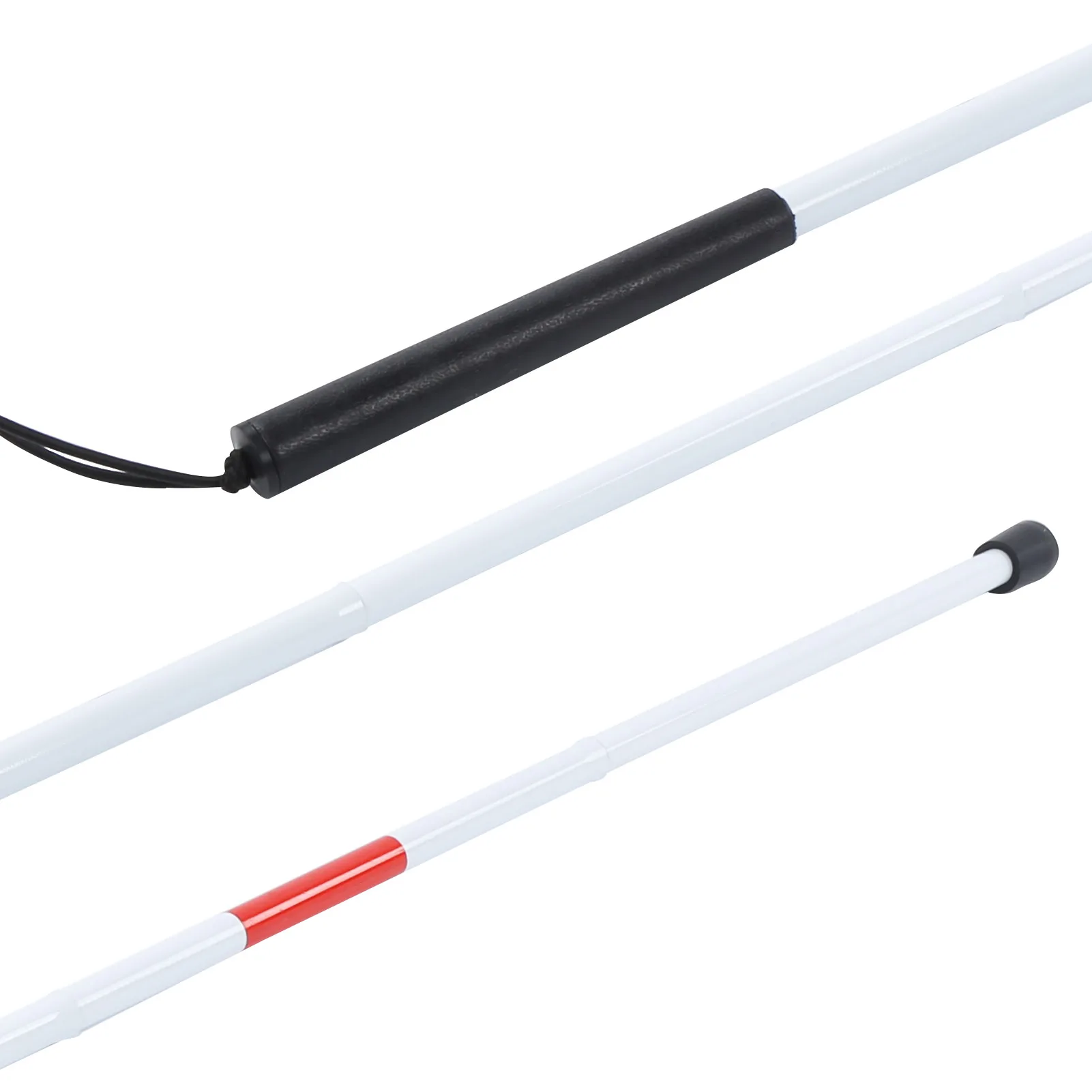 Blind Cane Stick for Visual Impaired Foldable Cane Collapsible Reflective White and Red Walking Stick