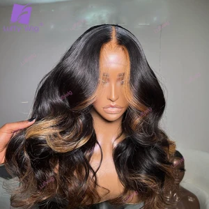 Highlight 13x6 Lace Frontal Wig Human Hair Wavy Brazilian Remy Lace Front Wigs Glueless Pre Plucked For Black Women Luffy