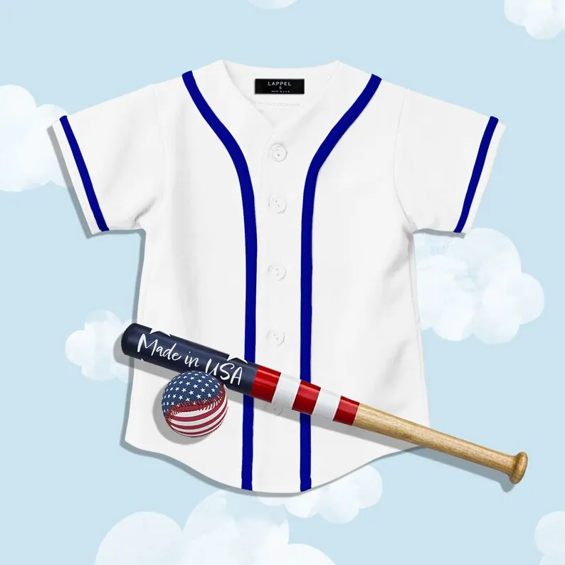 Kids Youth Baseball Button Down Jersey League Sports Team Uniforms Size 6 Month to 10Years Short Sleeve Athletic Shirts Made USA