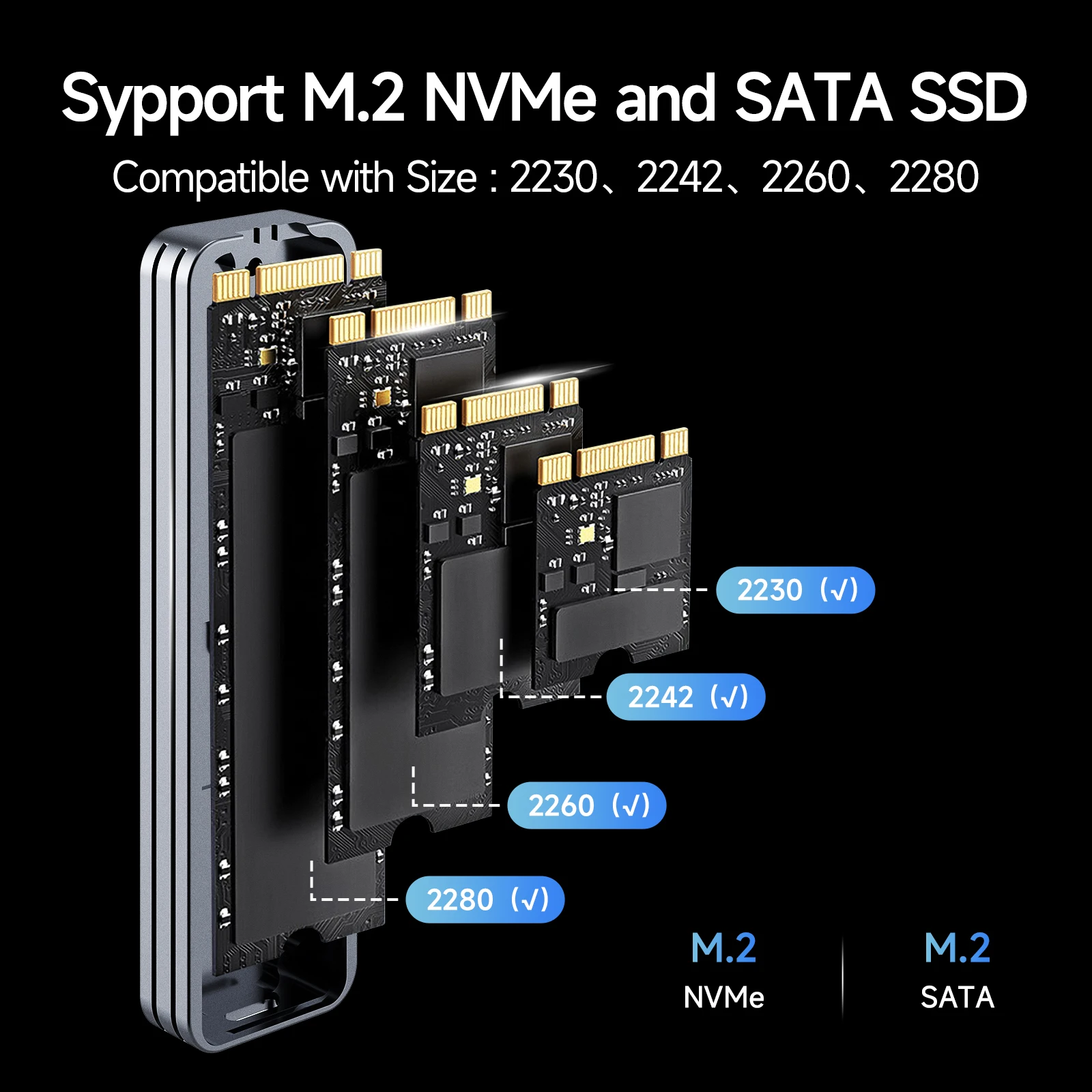 Fanxiang MD87 M.2 SSD Enclosure 10Gbps NVMe/NGFF-SATA Dual Protocol USB 3.2 Gen2 Type C Supports M/B+M Keys/2230/2242/2260/2280 ssd enclosure hard drive enclosure