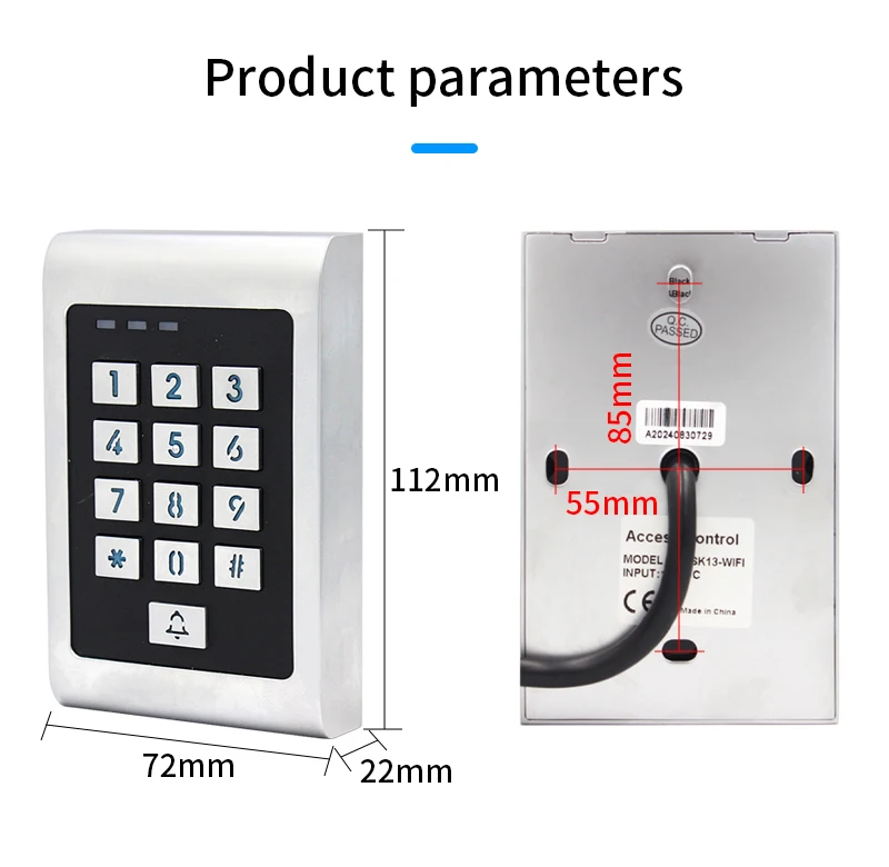 Tuya Wifi Metal Case Access Control Keypad Backlight Anti-Vandal Temporary Passw