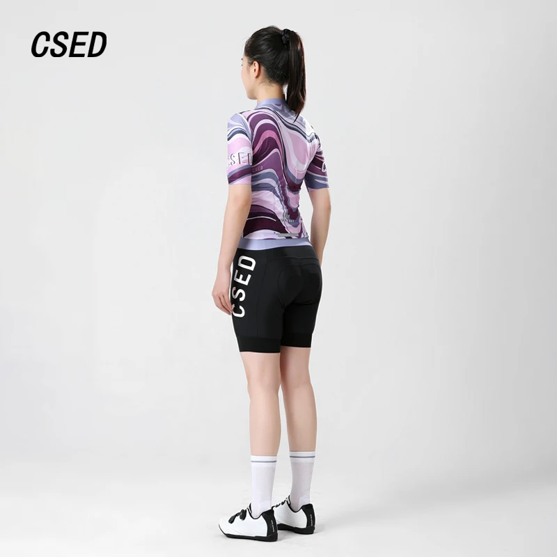 CSED Cycling Jersey Short Sleeved Summer Bicycle Riding Clothes Bunting Women's Bike Clothing Top Shirt Full Zipper Breathable