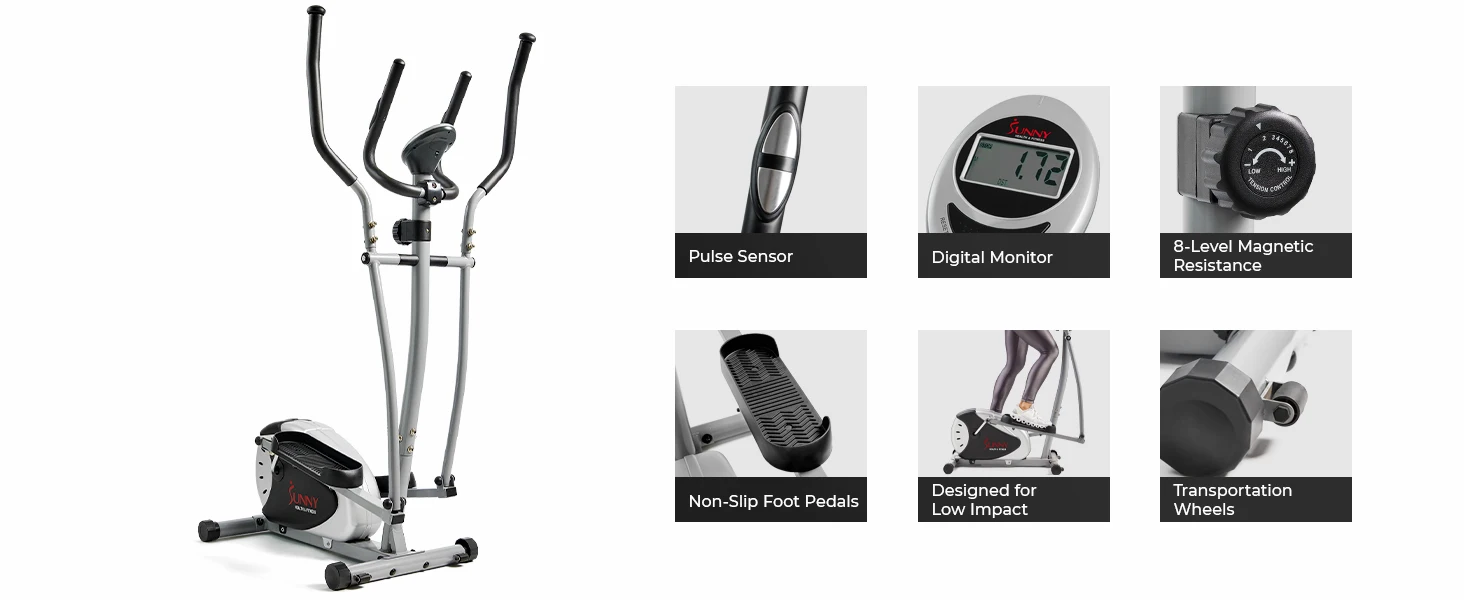 Legacy Stepping Elliptical Machine, Total Body Cross Trainer Quiet Magnetic Belt Drive, Low Impact