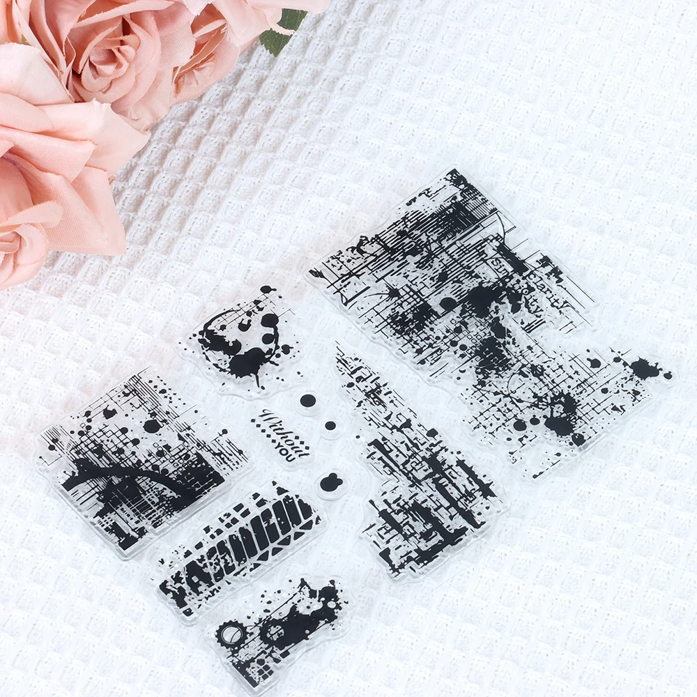 Clear Stamps Clear Rubber Stamps Background Theme Silicone DIY Junk Journal Supplies Deco Scrapbooking Multicolored Texture Transparent Rubber Stamp