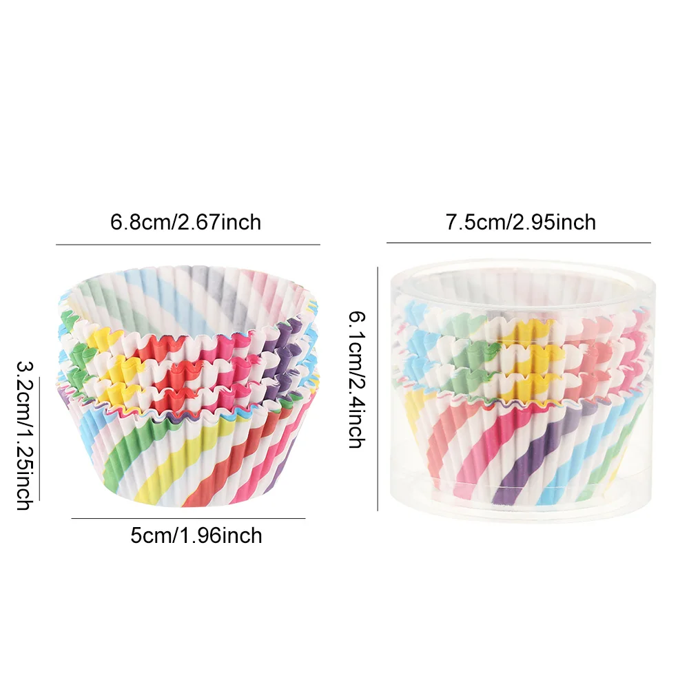 Description Picture 3 of item100Pcs Paper Cupcake Wrapper Colorful Rainbow Oilproof Muffin Cup Baking Boxes Cake Mold Home & Kitchen Pastry Tools