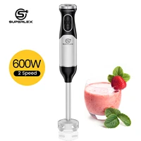 SUPERLEX Stainless Steel 600W Immersion Hand Blender + 304 Sharper Blades Non-slip 2 Speed Electric Steel Mixer Kitchen Gadget