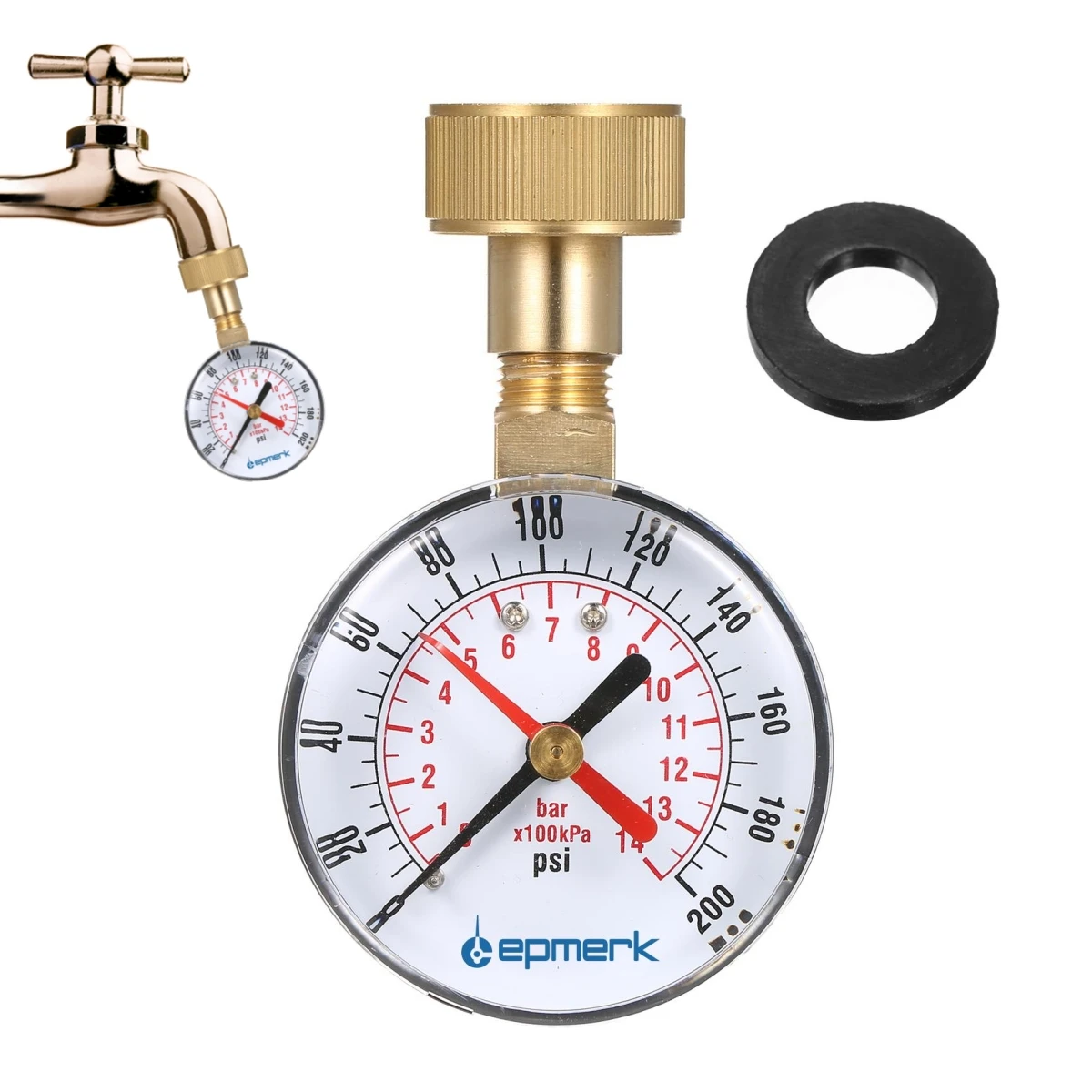 Lepmerk 2 1/2'' Pressure Gauge Water Pressure Test Gauge 3/4'' Female